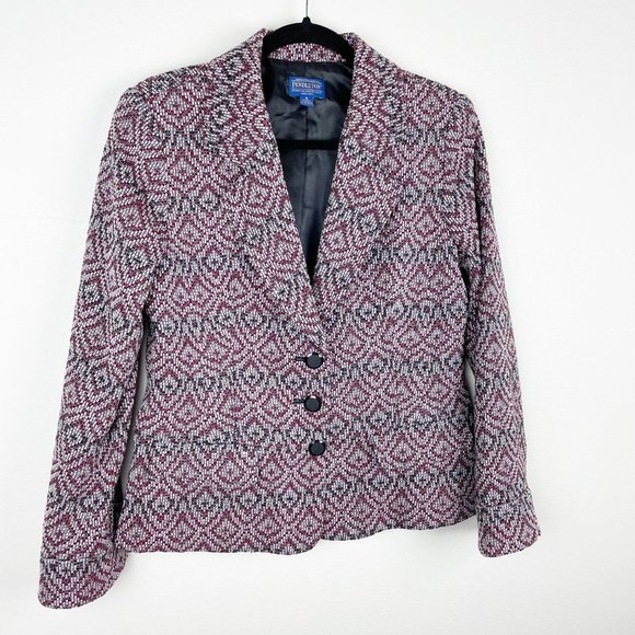 Pendleton Virgin Wool 3-Button Geometric Blazer - Picture 2 of 5